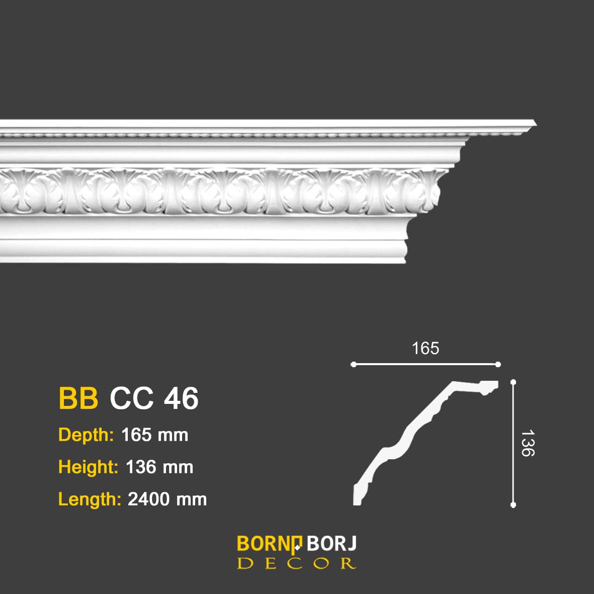 طرح ابزار گلویی جدید, BB-CC 46 ابزار گلویی کلاسیک آکانتوس, Acanthus Crown Molding, ابزار گلویی جدید ,ابزارهای دکوراتیو پلی یورتان